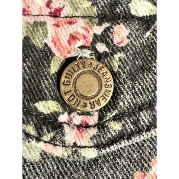 Vintage 80s Not Guilty Girls Floral Black Overalls Pants S/M READ MORE - Picture 6 of 11